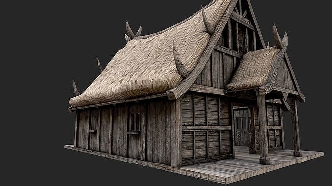 Viking Houses Totems Runestones Collection 3D Model Pack 7