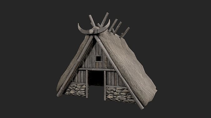 Viking Houses Totems Runestones Collection 3D Model Pack 4