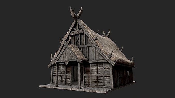 Viking Houses Totems Runestones Collection 3D Model Pack 6