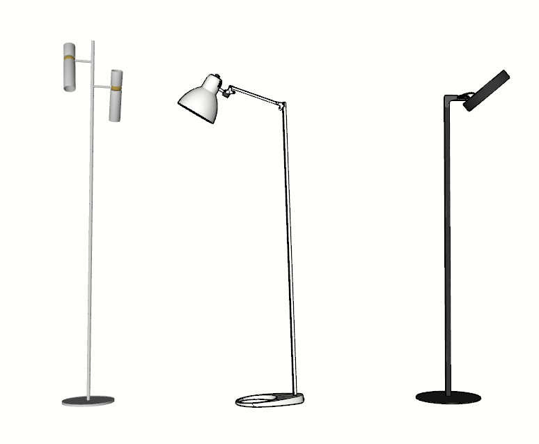 Minimalist Trio Floor Lamps 3D model_3