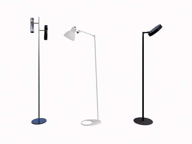 Minimalist Trio Floor Lamps 3D model