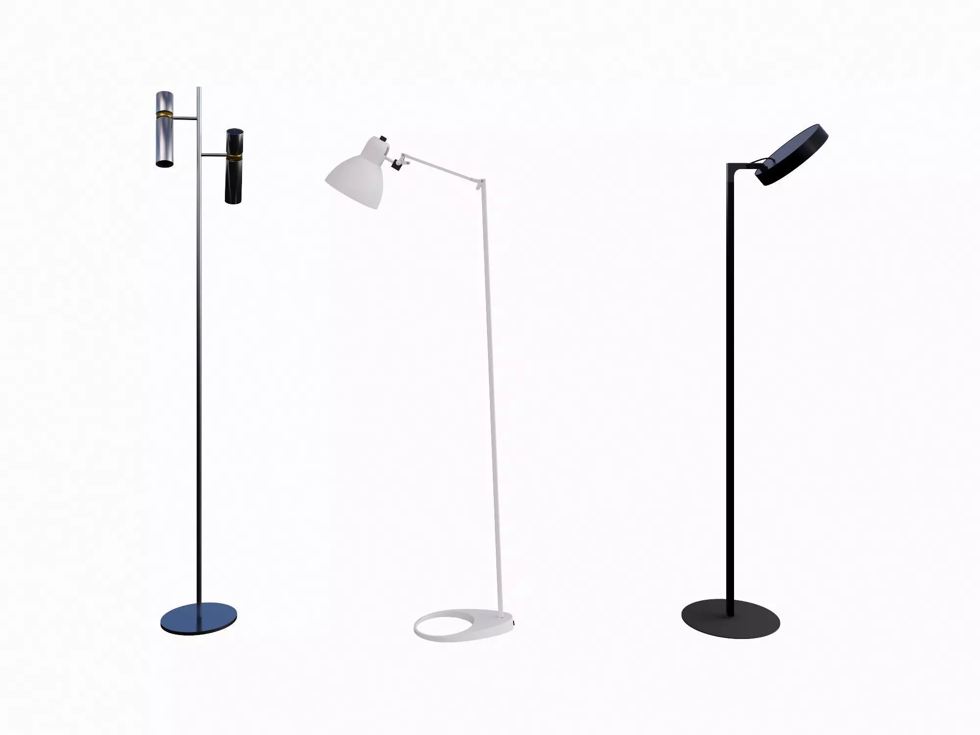 Minimalist Trio Floor Lamps 3D model_0
