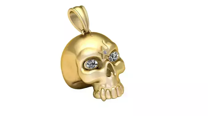 Gold skull pendant  3D printable model      
