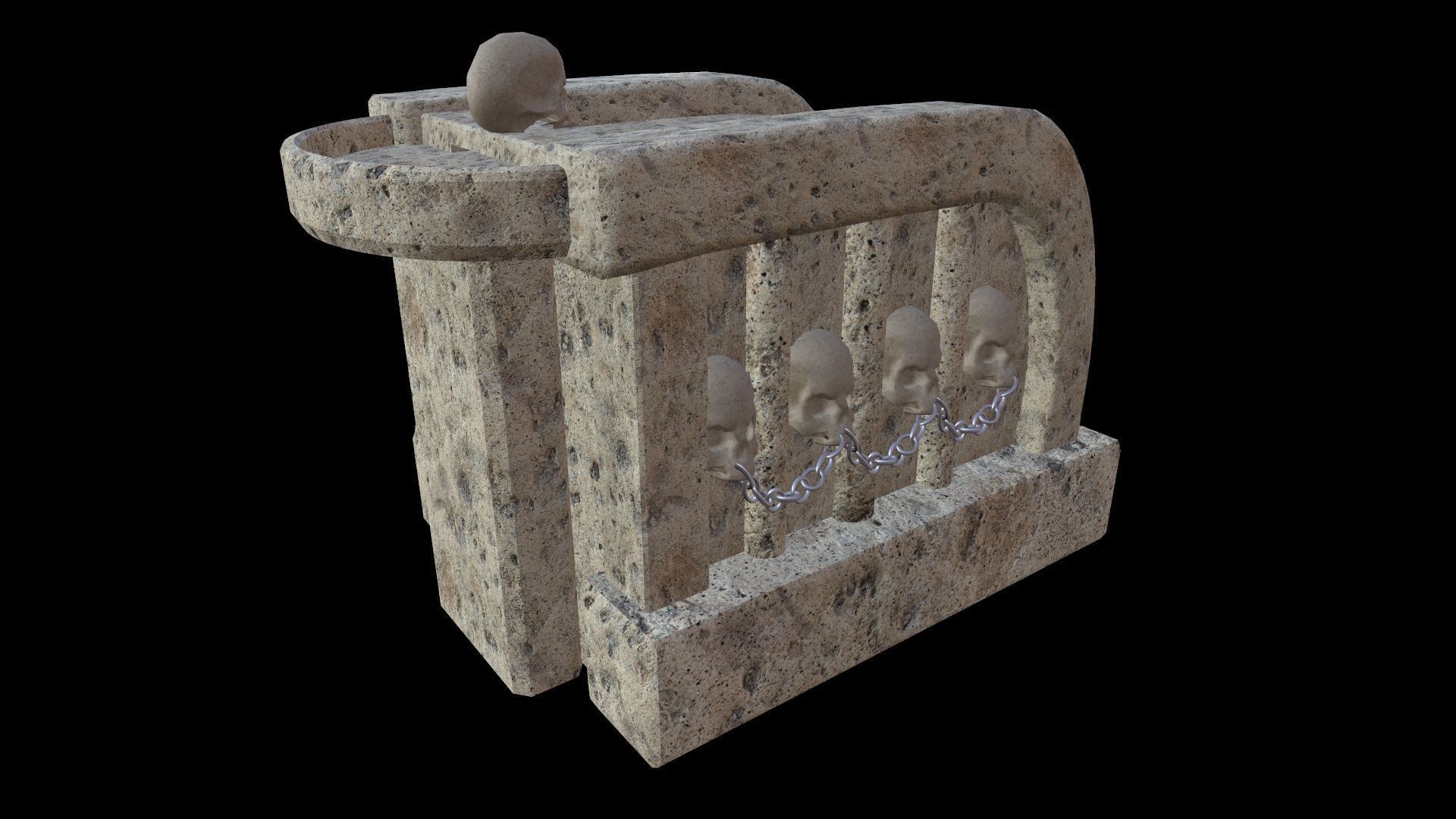 Fontain Medieval v2 Low-poly 3D model_4