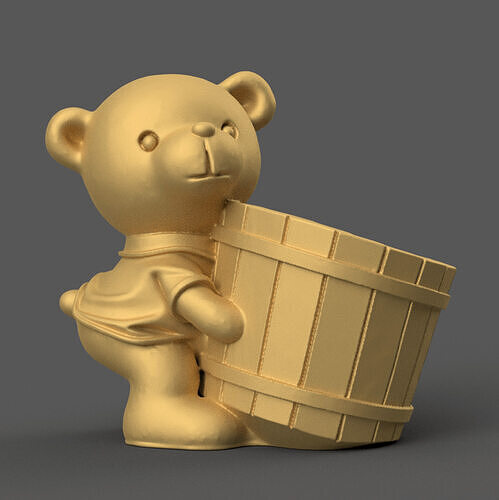 bear planter -  urn - candy container - candle holder 3D print model