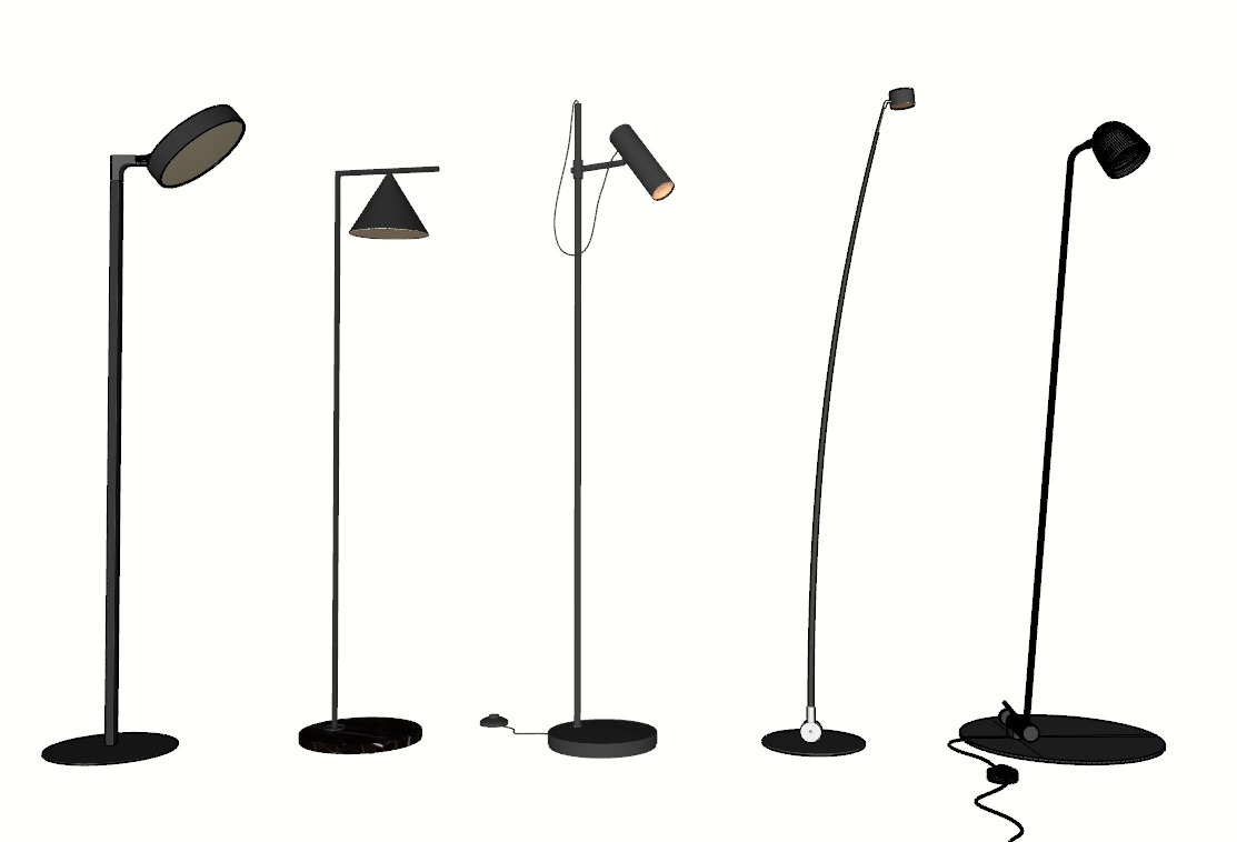Minimalist Black Floor Lamp Set 3D model_1