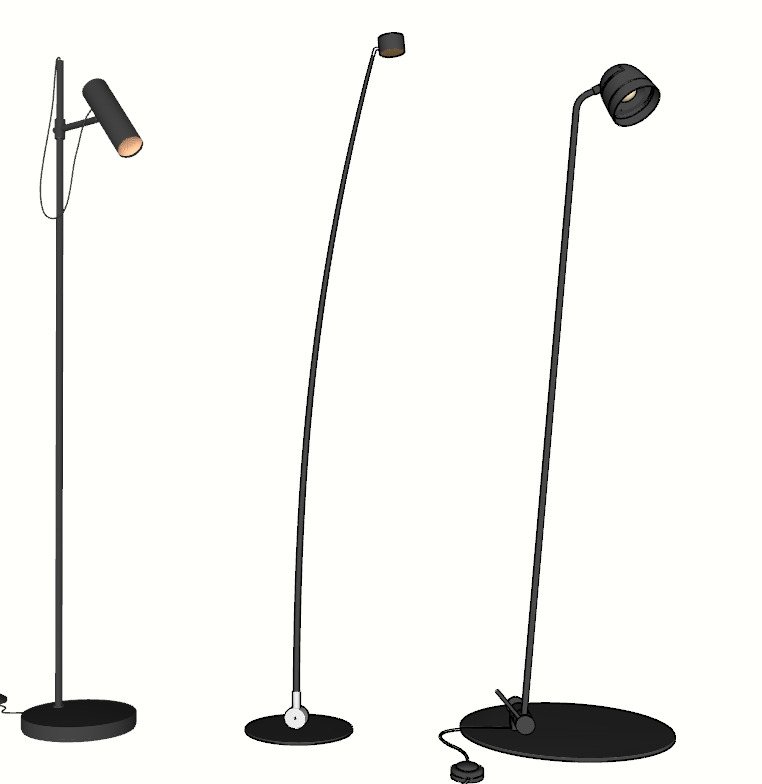 Minimalist Black Floor Lamp Set 3D model_4