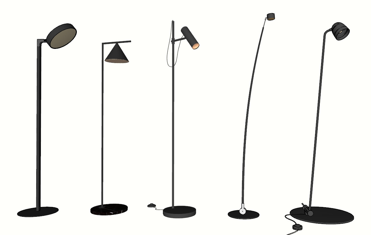 Minimalist Black Floor Lamp Set 3D model_3