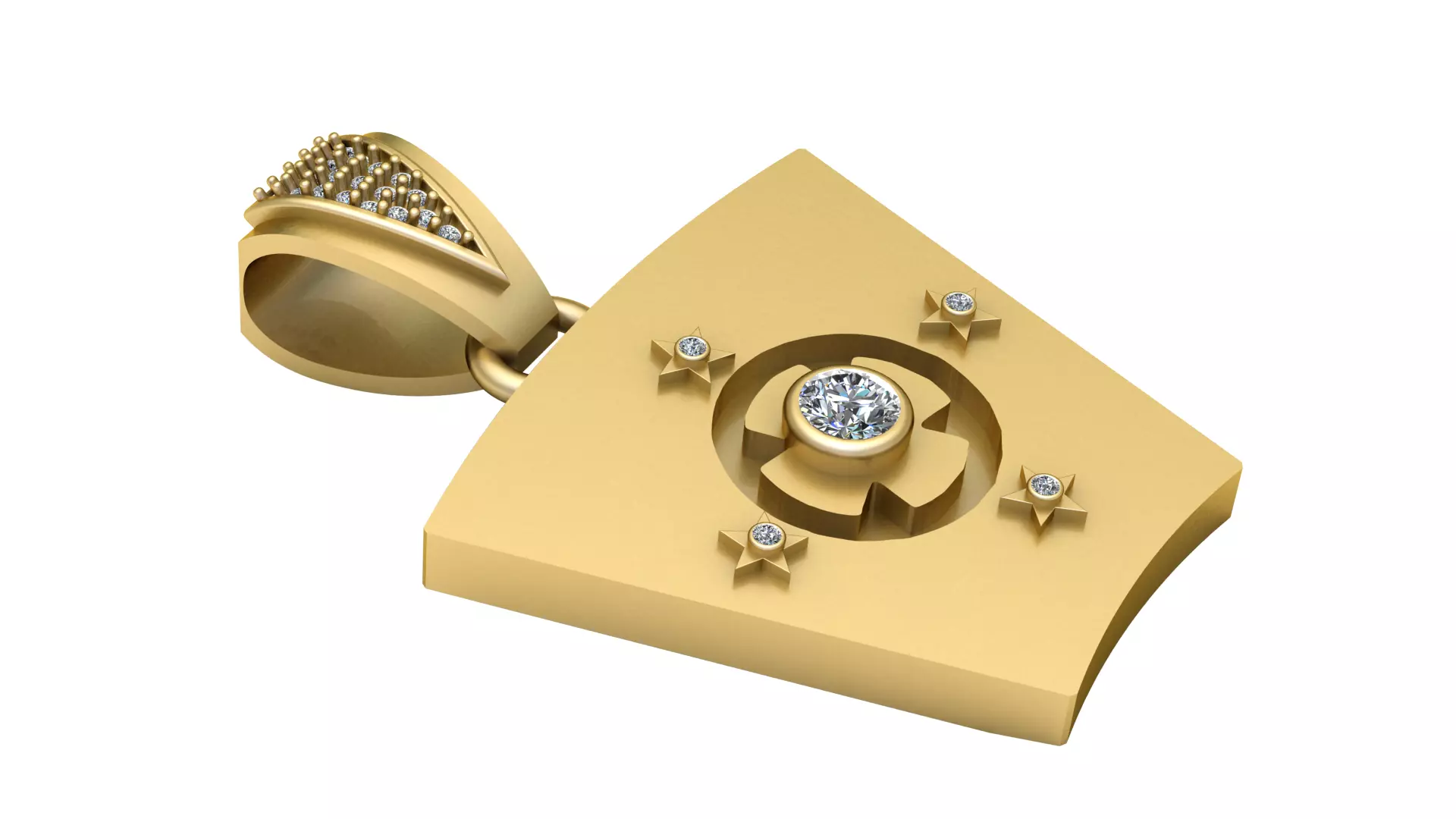 Geometric gold pendant 3D printable model 3D print model