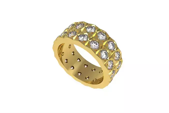 Diamond Cut Round Diamond Eternity Wedding Ring 3D print model