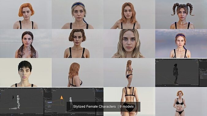 Stylized Female Characters  3D Model Collection