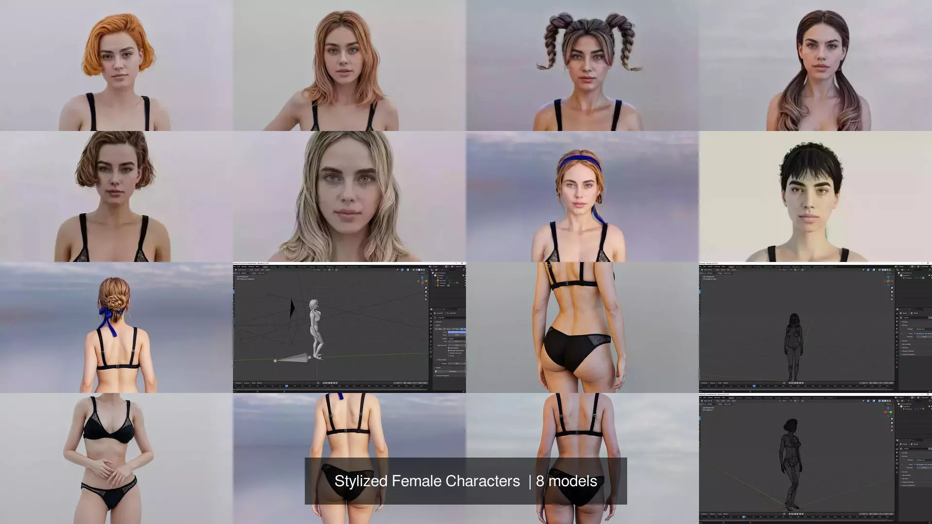 Stylized Female Characters  3D Model Collection_0