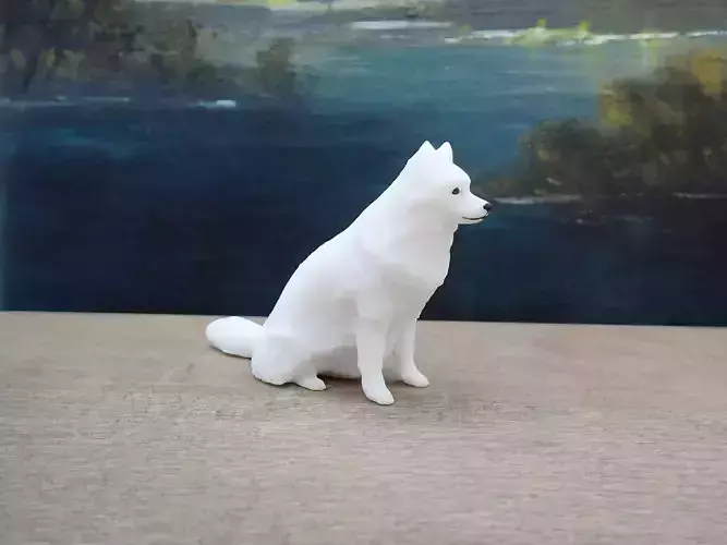 Samoyed Spits Eskimo Dog White Fluffy Puppy Realistic Figure