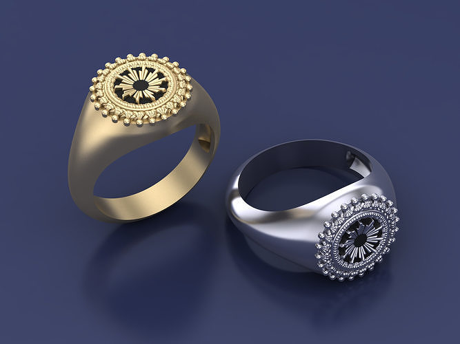 elegant gold ring with intricate detailing and a unique design 3D print model
