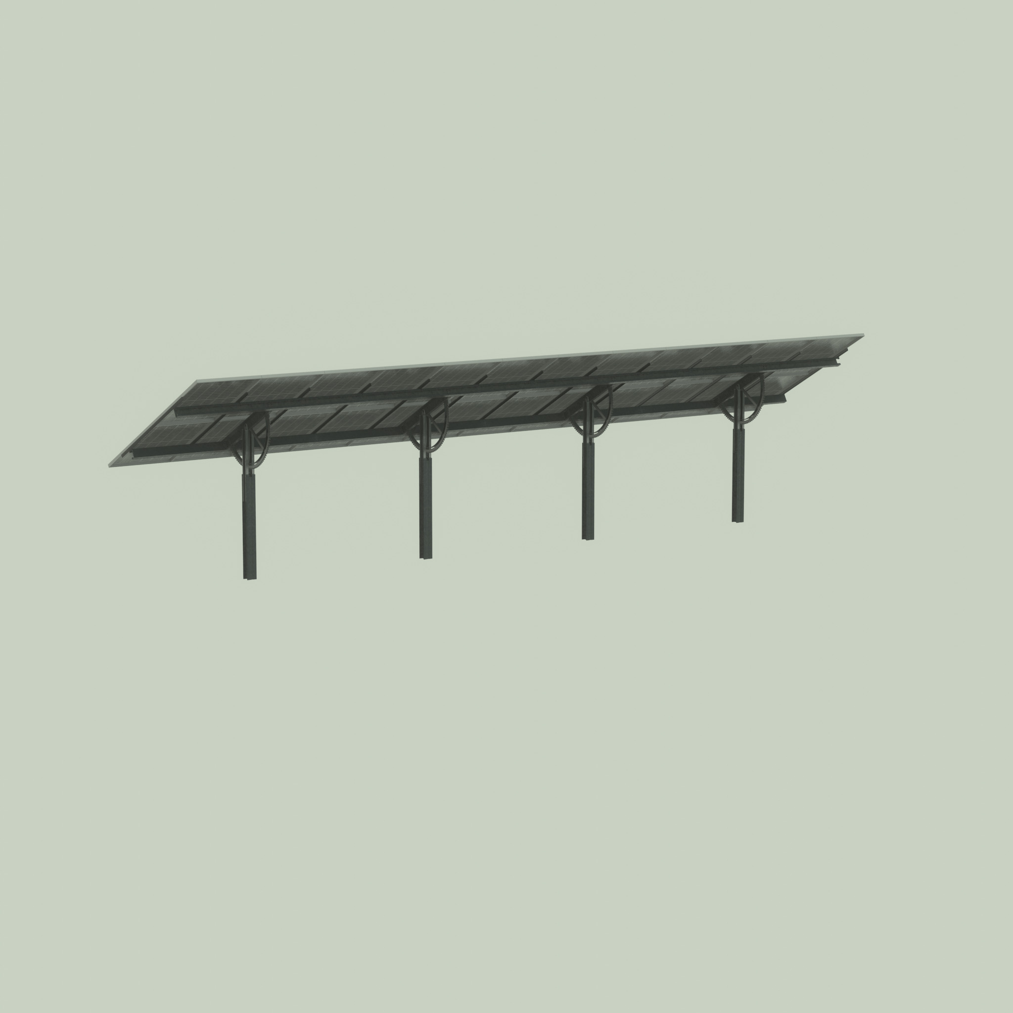 Agri-Photovoltaic Solar Panel 120 degrees 16m Low-poly 3D model_25