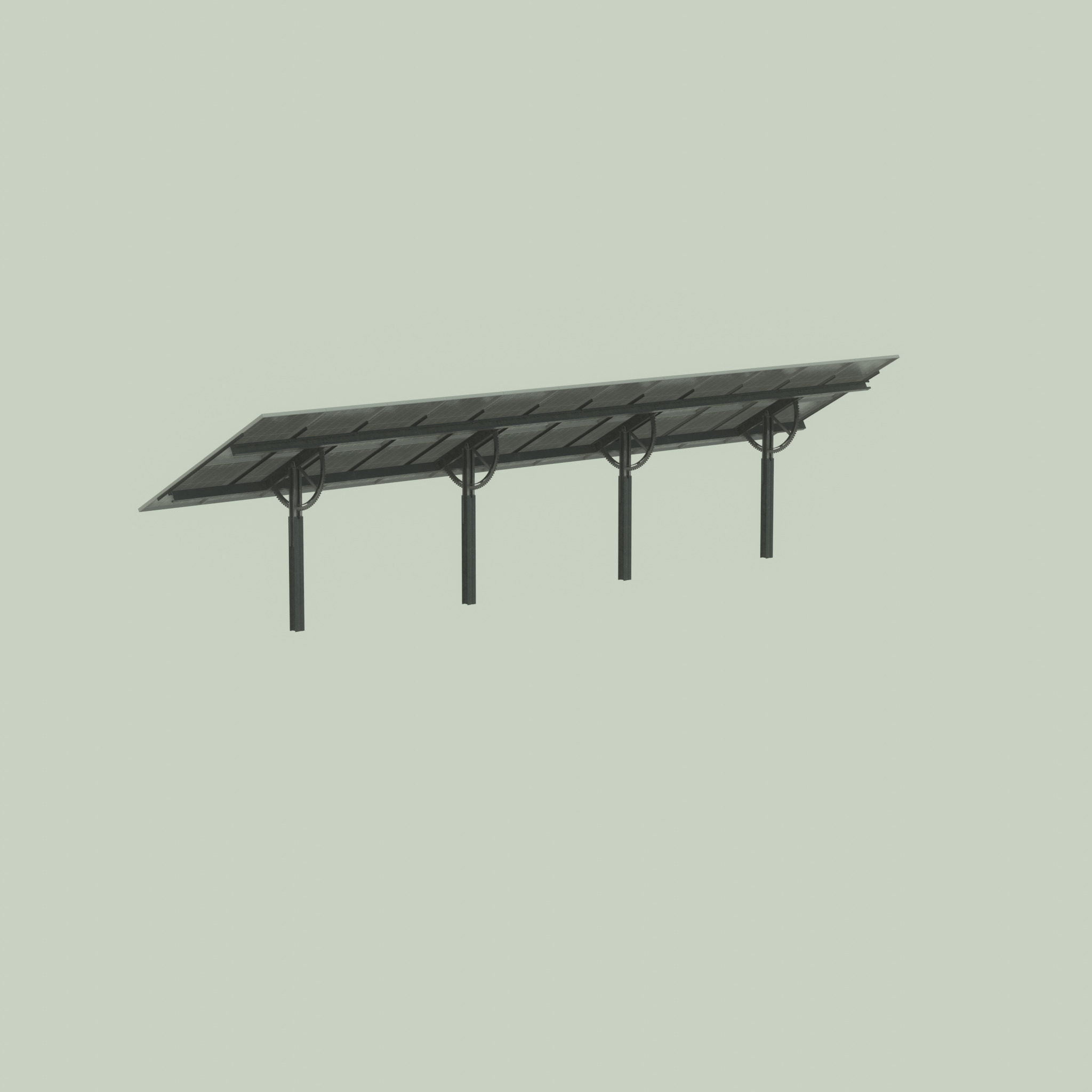 Agri-Photovoltaic Solar Panel 120 degrees 16m Low-poly 3D model_24