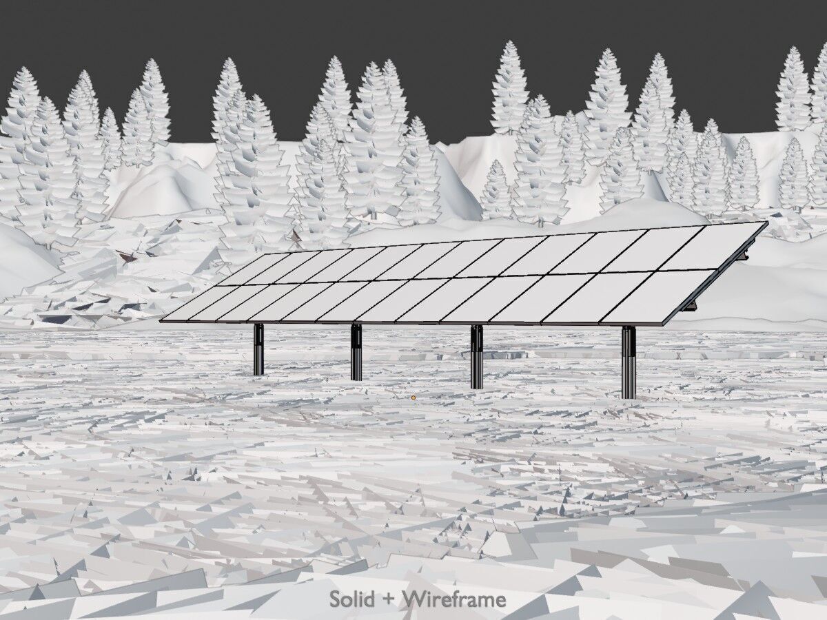 Agri-Photovoltaic Solar Panel 120 degrees 16m Low-poly 3D model_9