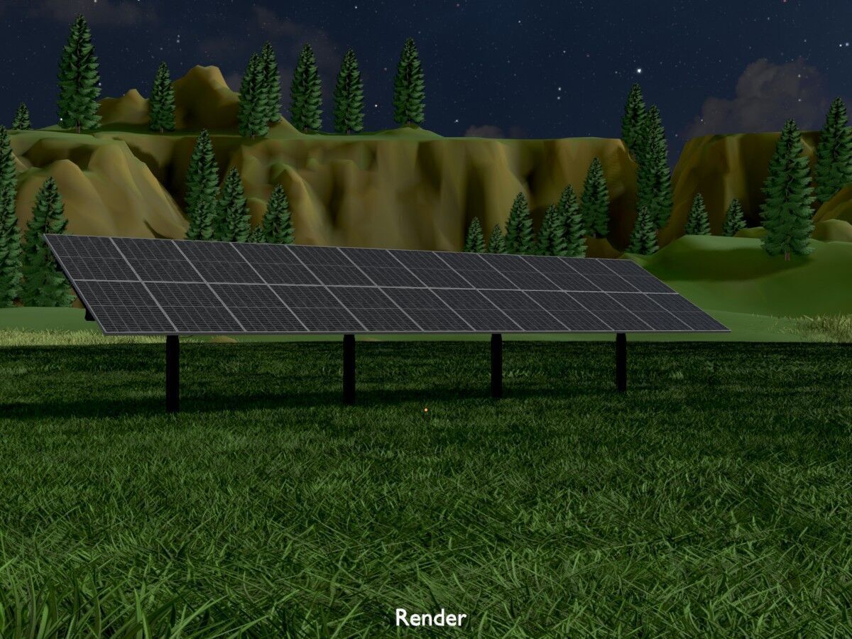 Agri-Photovoltaic Solar Panel 120 degrees 16m Low-poly 3D model_20