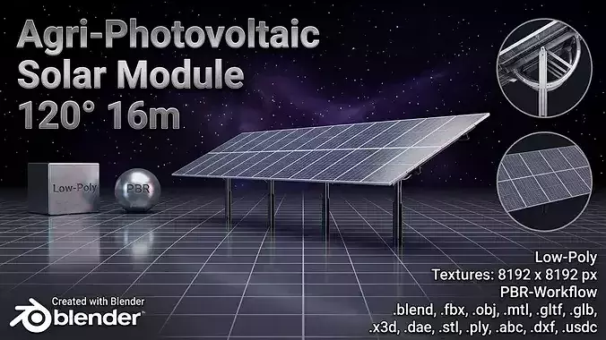 Agri-Photovoltaic Solar Panel 120 degrees 16m