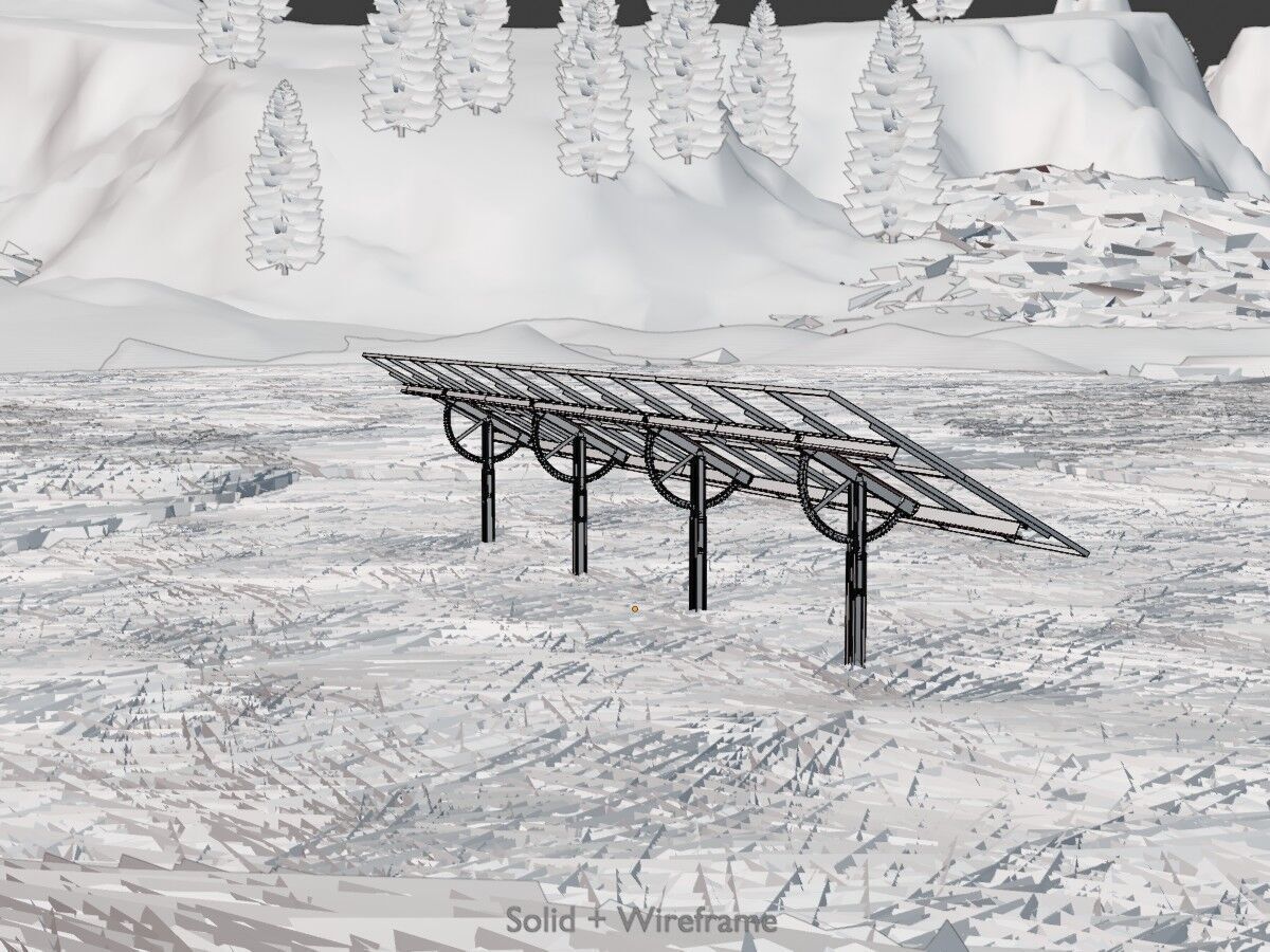 Agri-Photovoltaic Solar Panel 120 degrees 16m Low-poly 3D model_11
