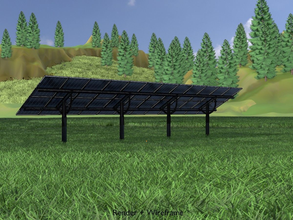 Agri-Photovoltaic Solar Panel 120 degrees 16m Low-poly 3D model_6