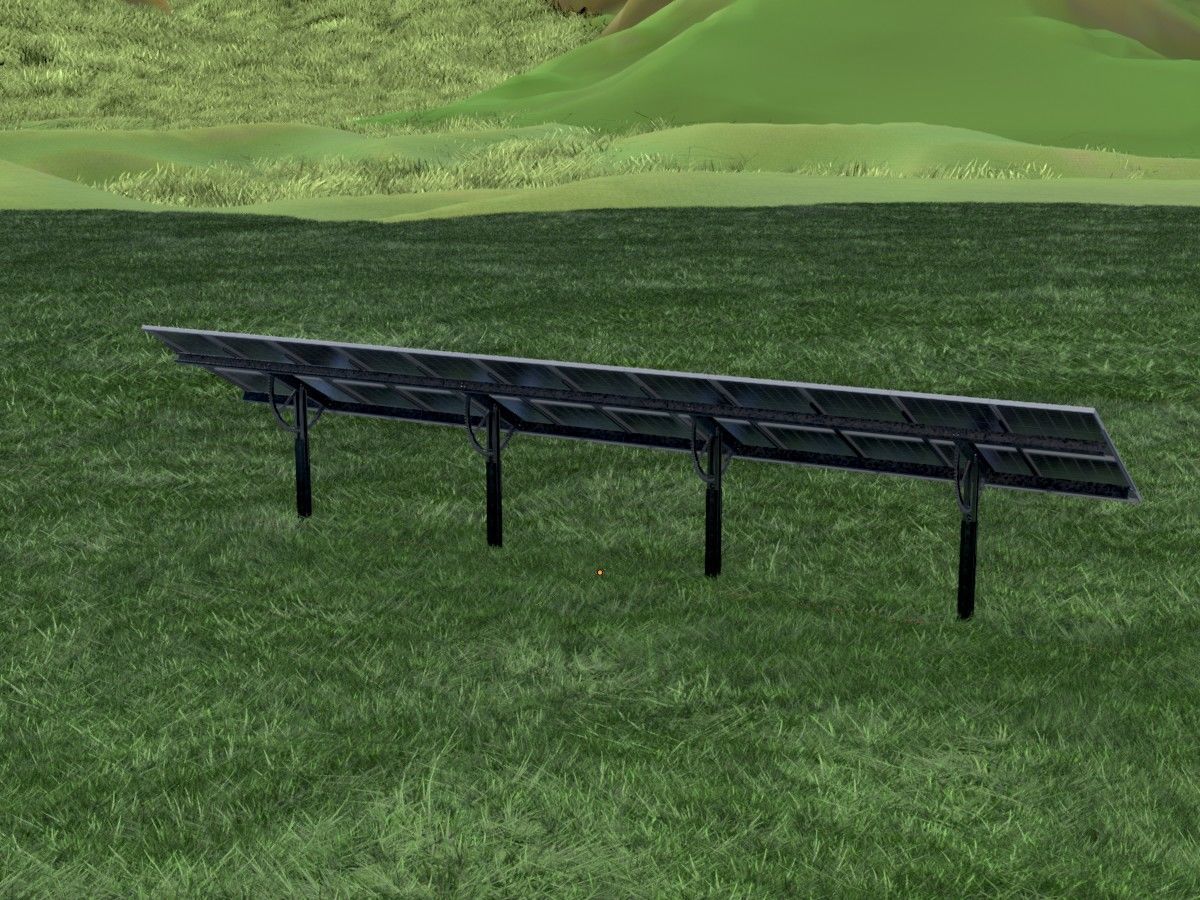 Agri-Photovoltaic Solar Panel 120 degrees 16m Low-poly 3D model_3
