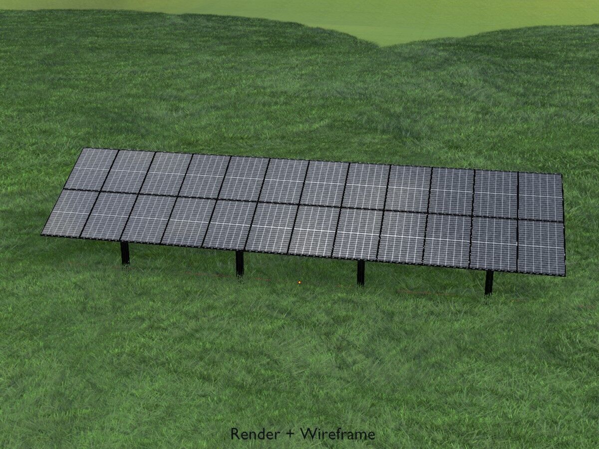 Agri-Photovoltaic Solar Panel 120 degrees 16m Low-poly 3D model_5