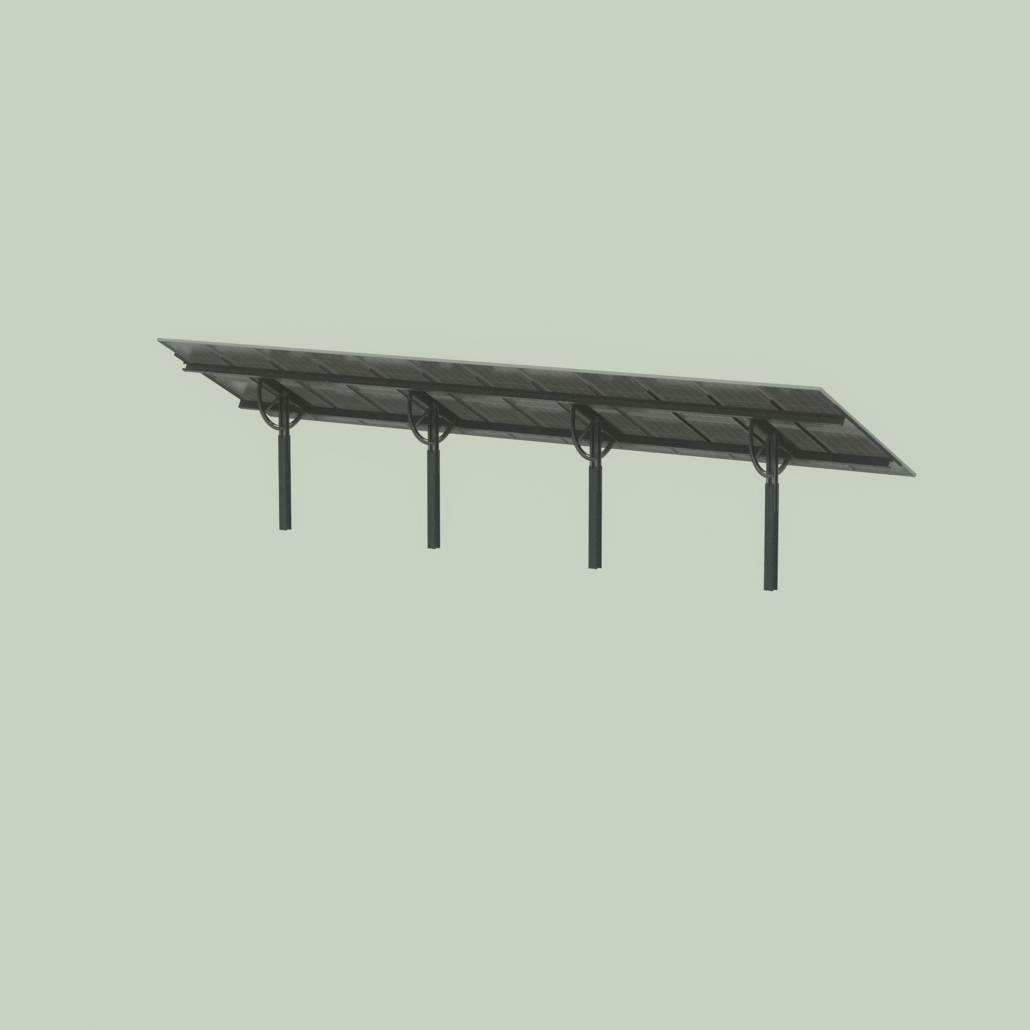 Agri-Photovoltaic Solar Panel 120 degrees 16m Low-poly 3D model_35