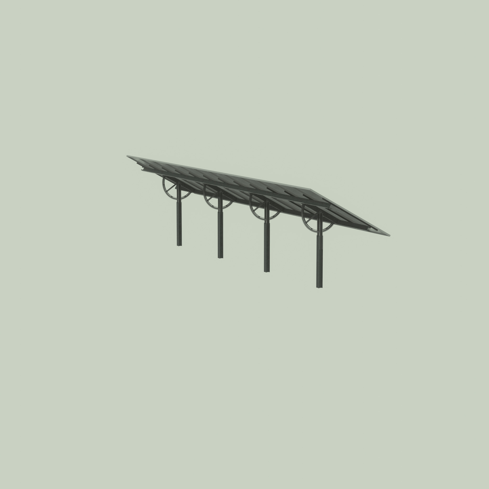 Agri-Photovoltaic Solar Panel 120 degrees 16m Low-poly 3D model_38