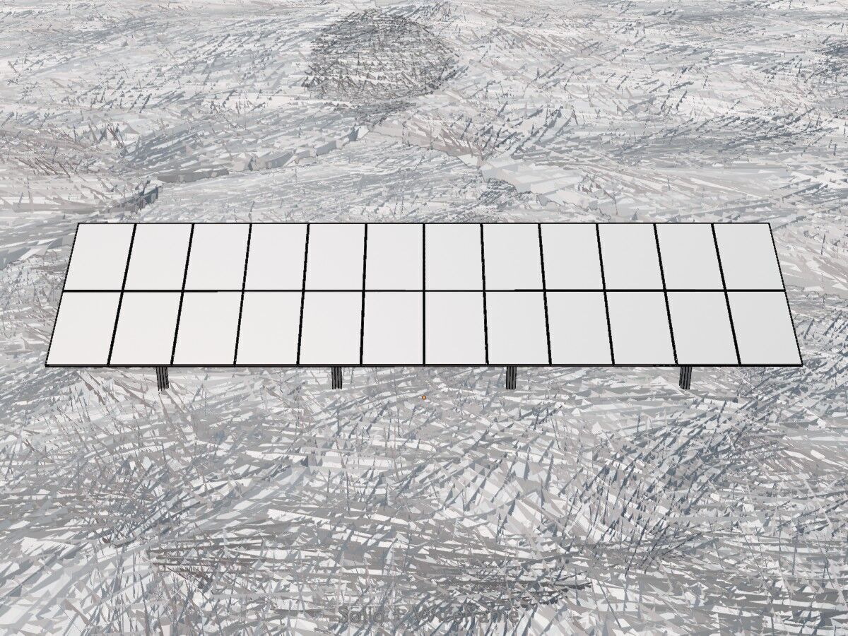 Agri-Photovoltaic Solar Panel 120 degrees 16m Low-poly 3D model_12