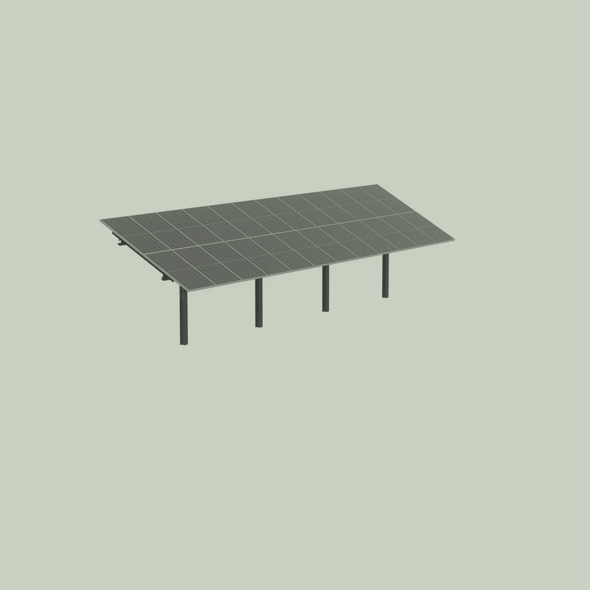Agri-Photovoltaic Solar Panel 120 degrees 16m Low-poly 3D model_47