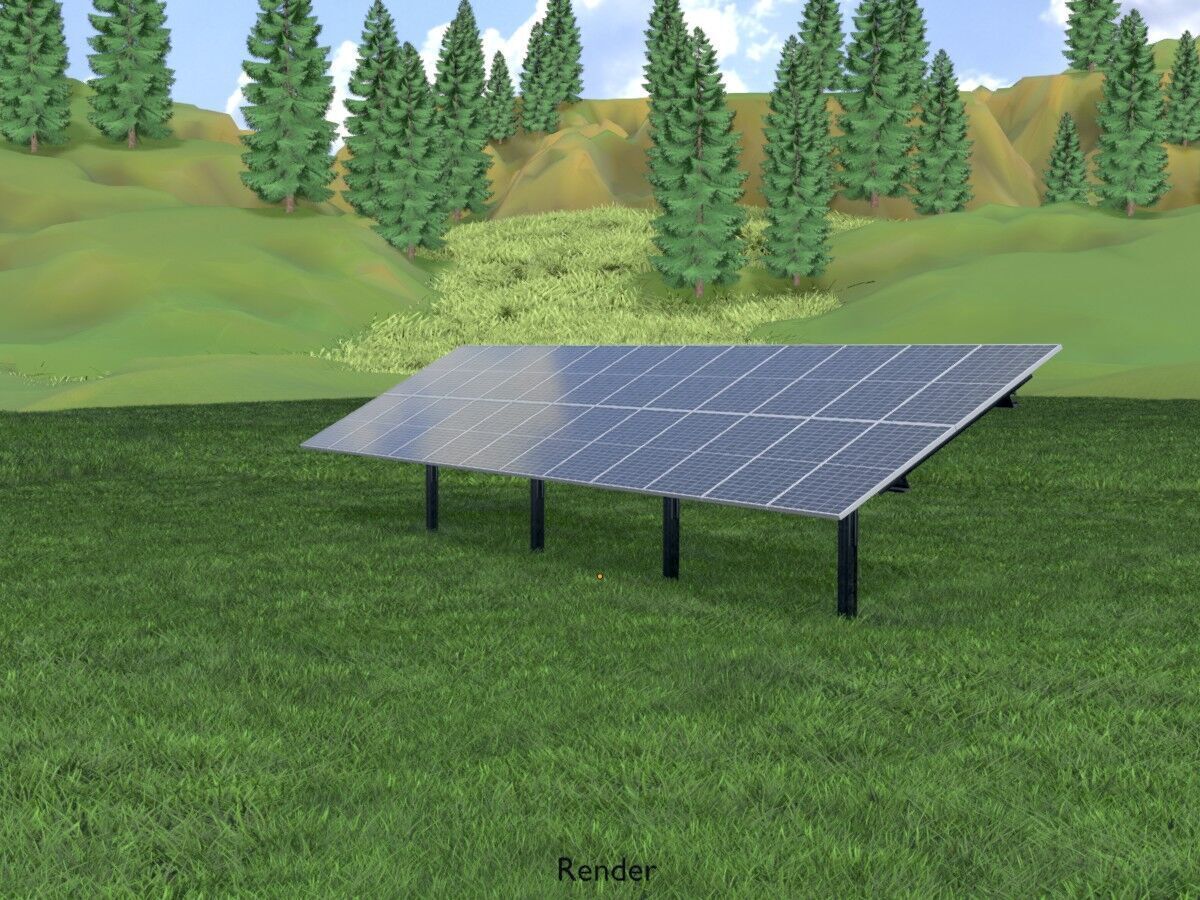 Agri-Photovoltaic Solar Panel 120 degrees 16m Low-poly 3D model_13