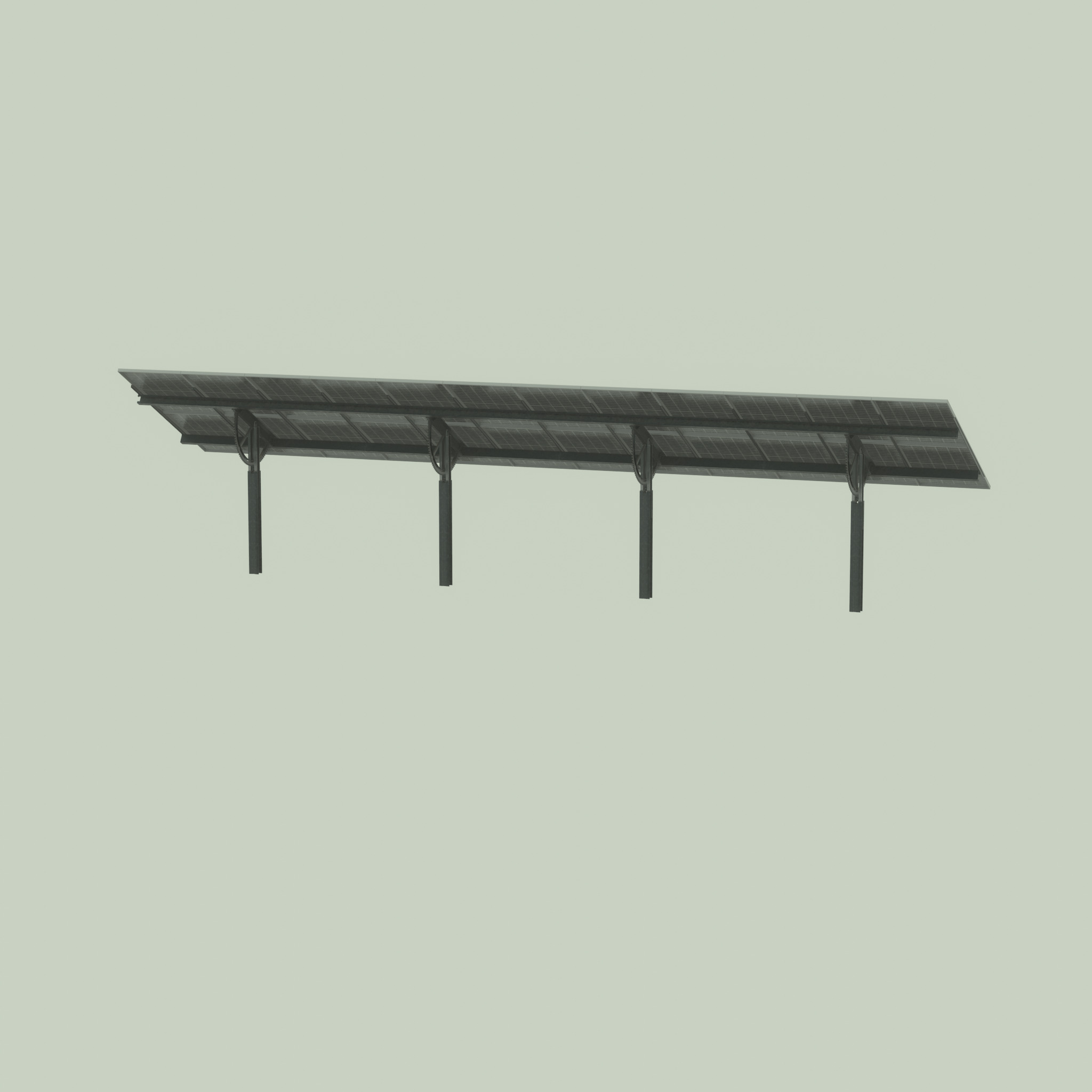 Agri-Photovoltaic Solar Panel 120 degrees 16m Low-poly 3D model_33