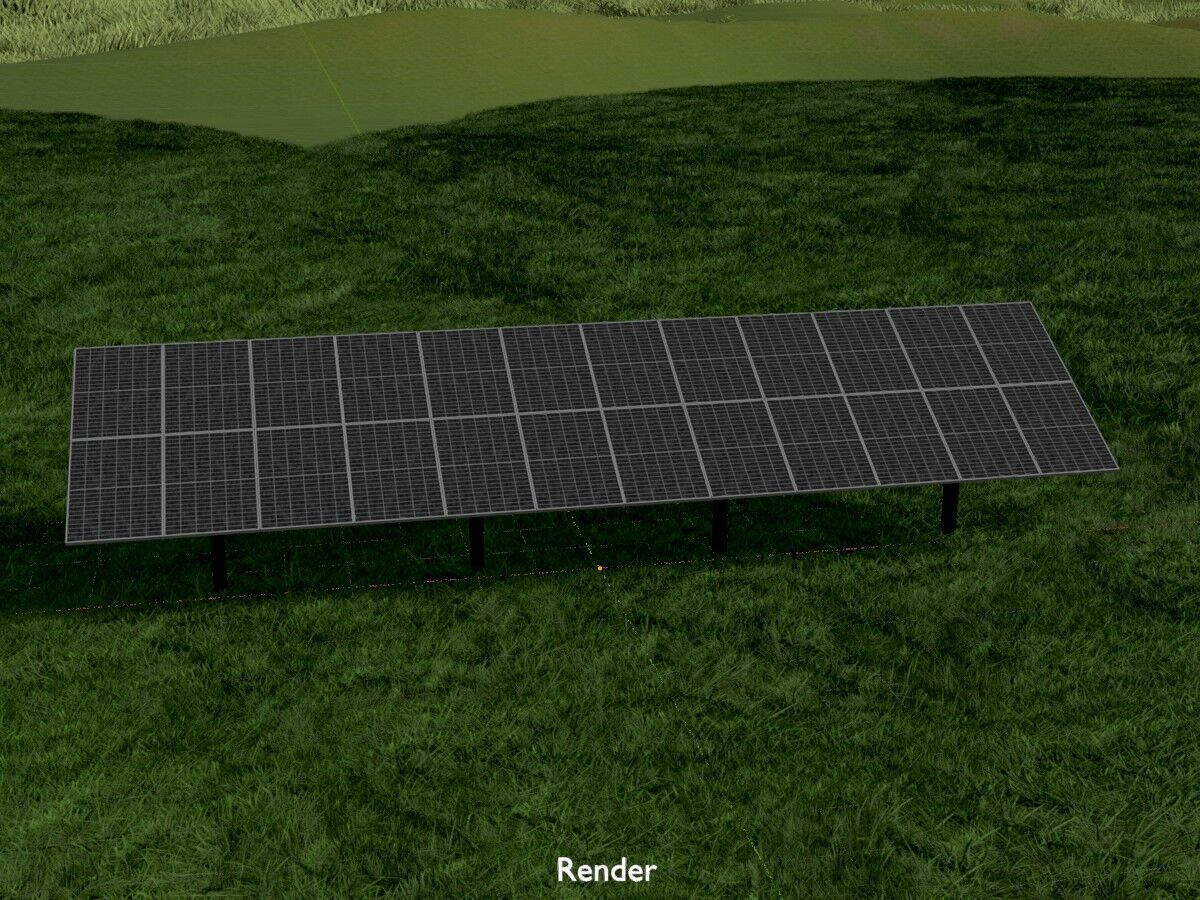 Agri-Photovoltaic Solar Panel 120 degrees 16m Low-poly 3D model_17
