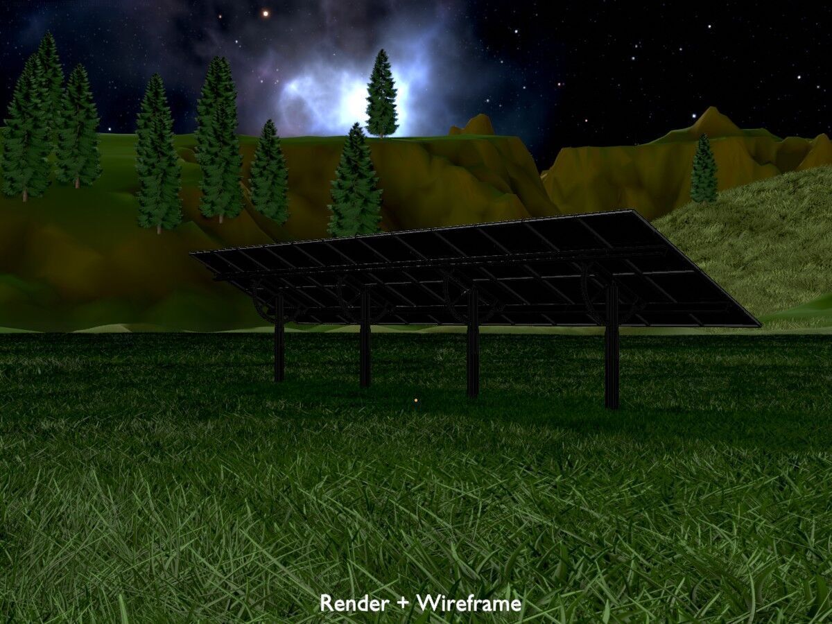 Agri-Photovoltaic Solar Panel 120 degrees 16m Low-poly 3D model_7