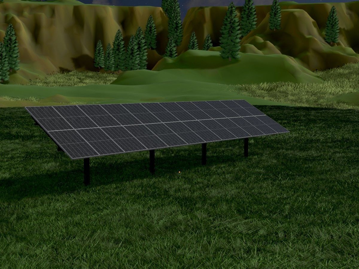 Agri-Photovoltaic Solar Panel 120 degrees 16m Low-poly 3D model_4