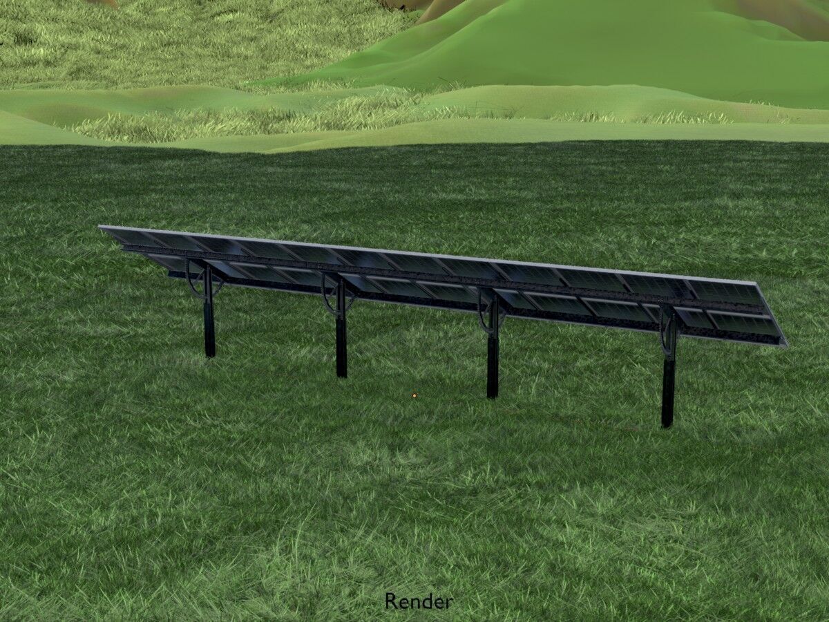 Agri-Photovoltaic Solar Panel 120 degrees 16m Low-poly 3D model_15