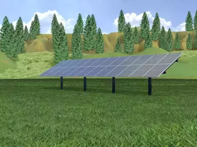 Agri-Photovoltaic Solar Panel 120 degrees 16m Low-poly 3D model