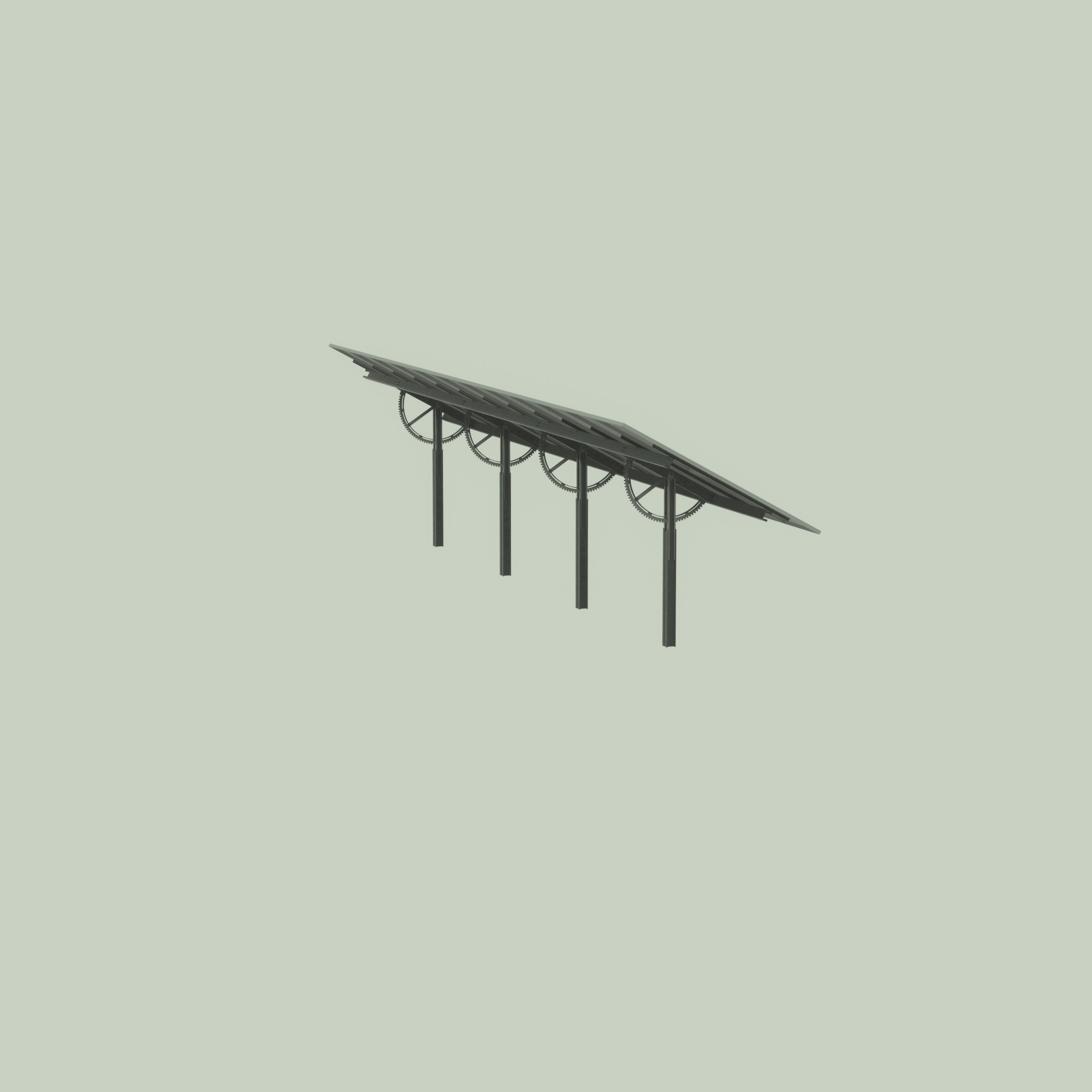 Agri-Photovoltaic Solar Panel 120 degrees 16m Low-poly 3D model_39
