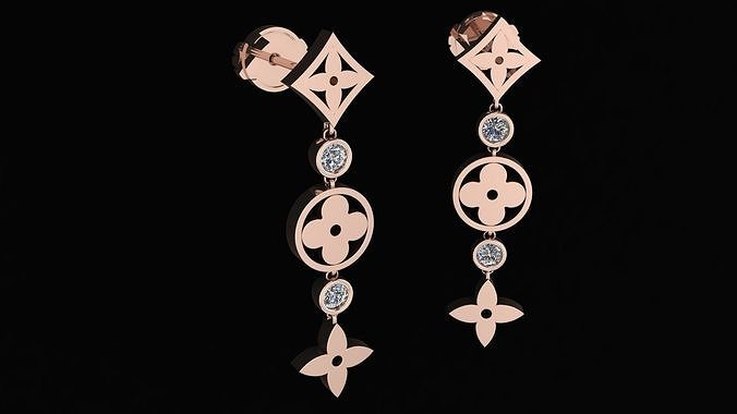 Elegant Louis Vuitton Earrings 3d printing model 3D print model