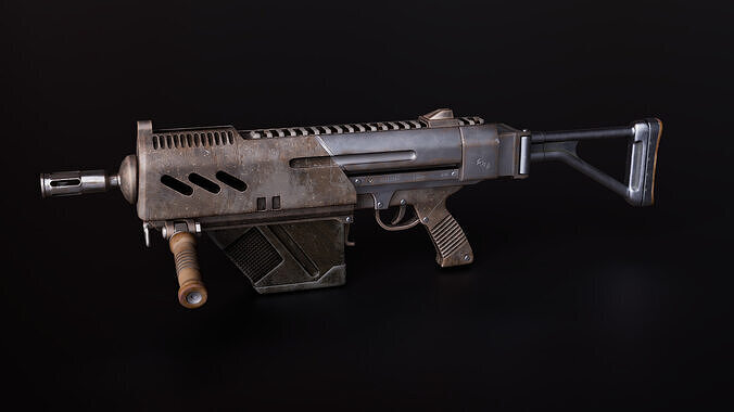 SciFi Machine Gun Low-poly 3D model
