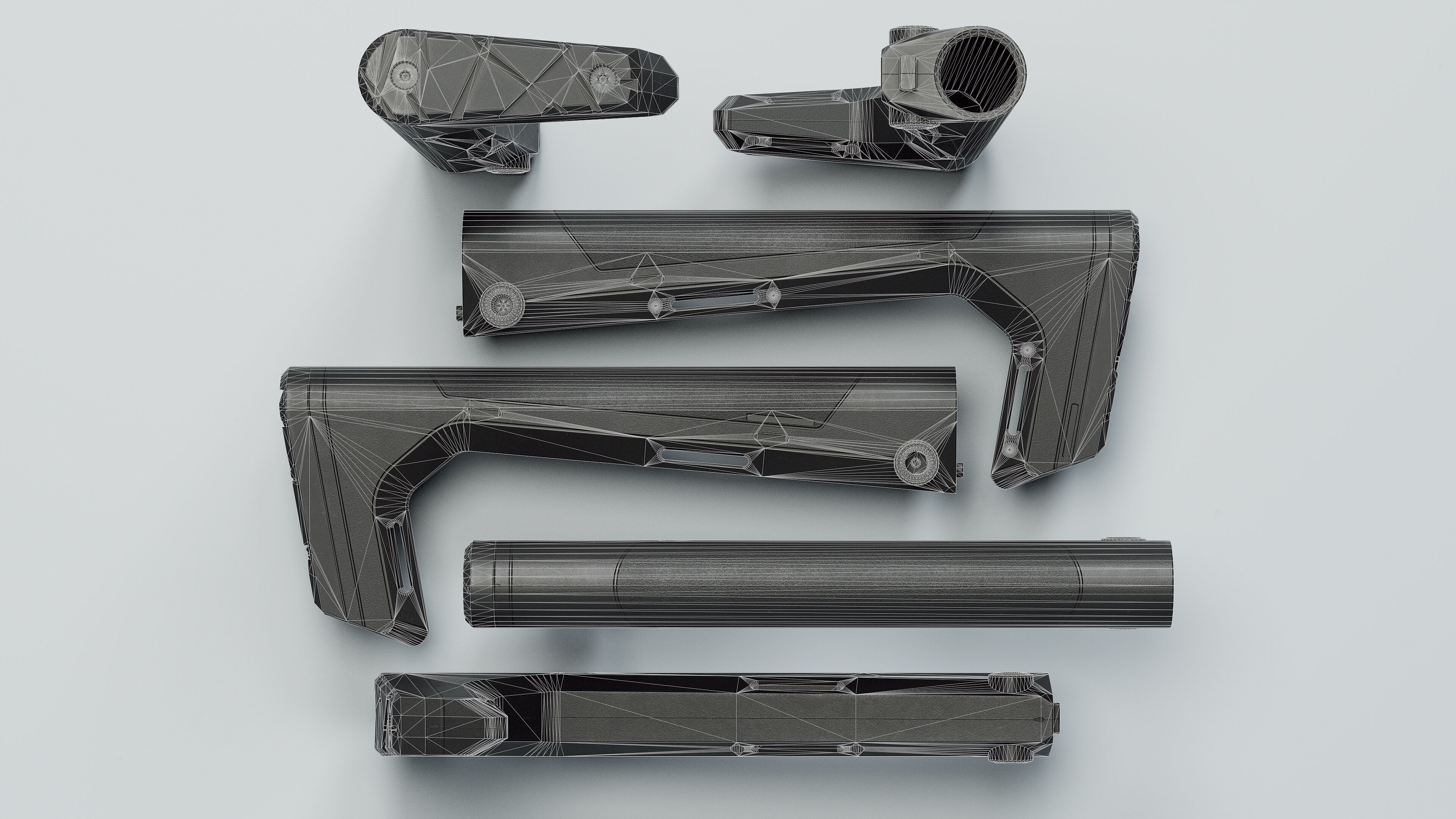 HRS Light Fixed Buttstock - Replica Low-poly 3D model_17