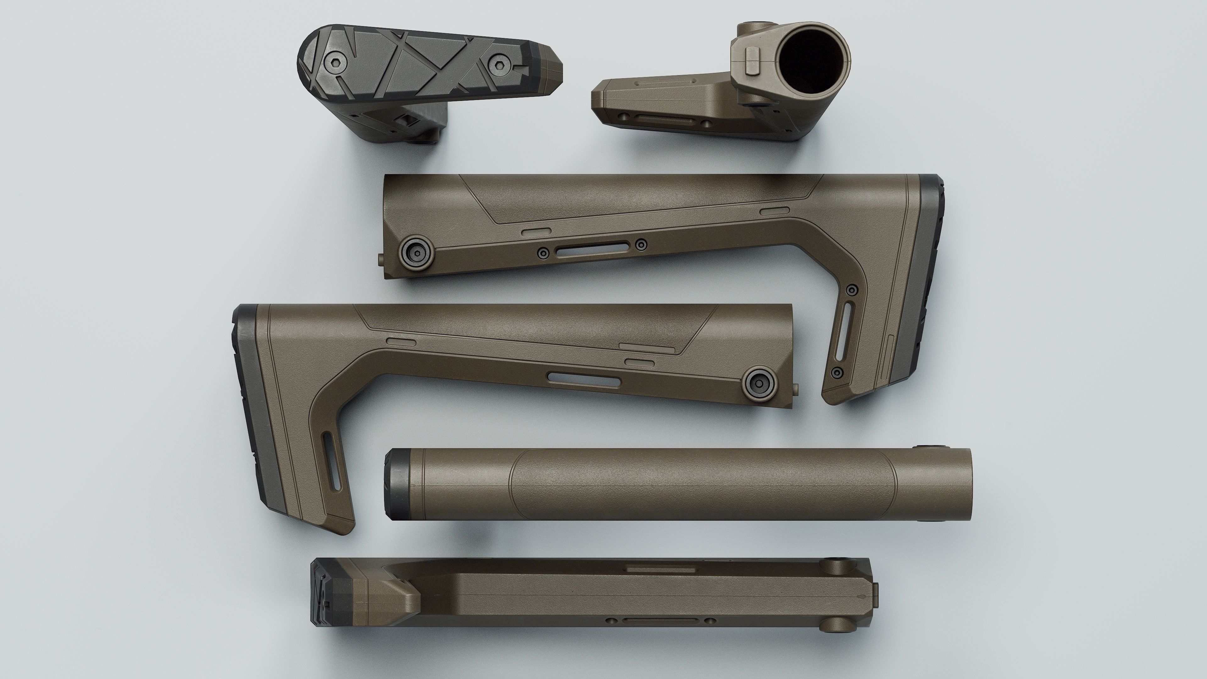 HRS Light Fixed Buttstock - Replica Low-poly 3D model_2