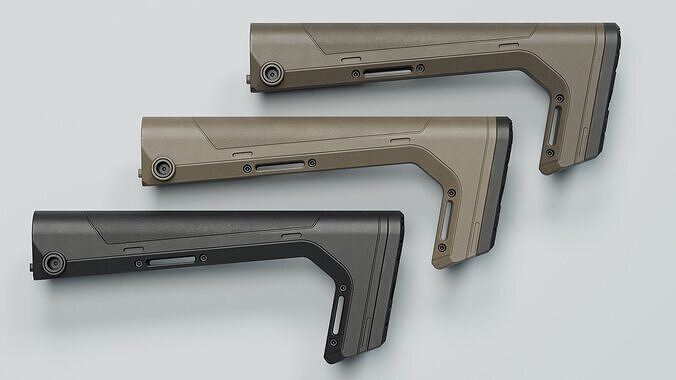 HRS Light Fixed Buttstock - Replica Low-poly 3D model