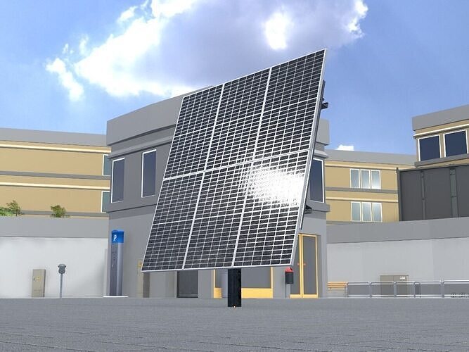 Agricultural Photovoltaic System 165 Degrees 4m Low-poly 3D model