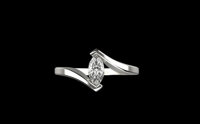 Marquise engagement ring model 1358 3D print model