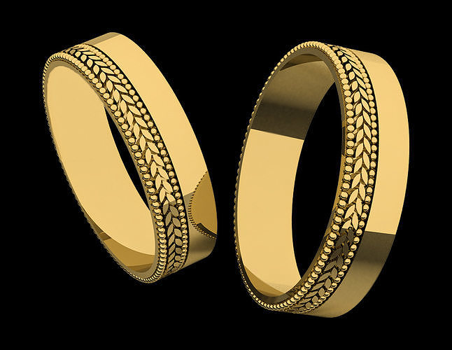 leaf ring set 3D print model