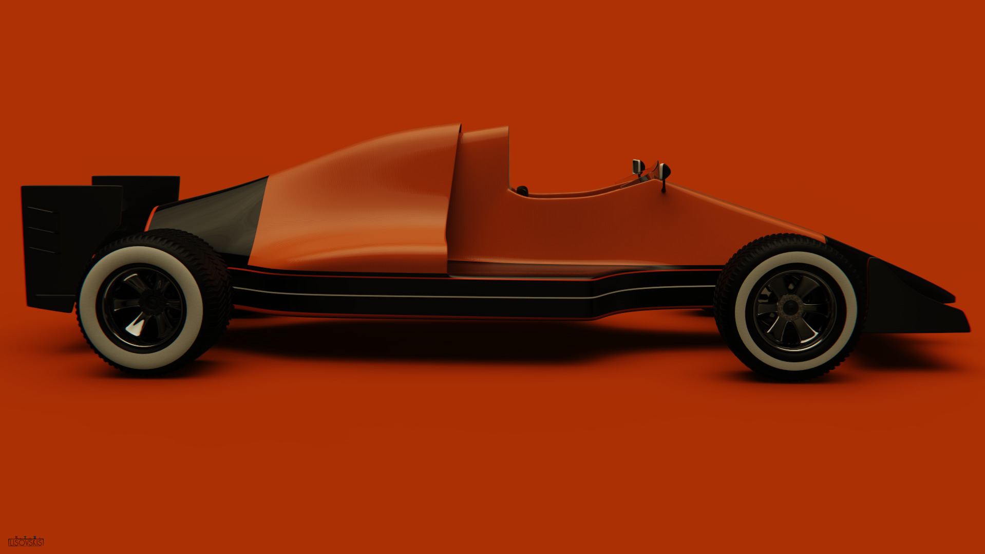 Retro Formula Car Low-poly 3D model_2