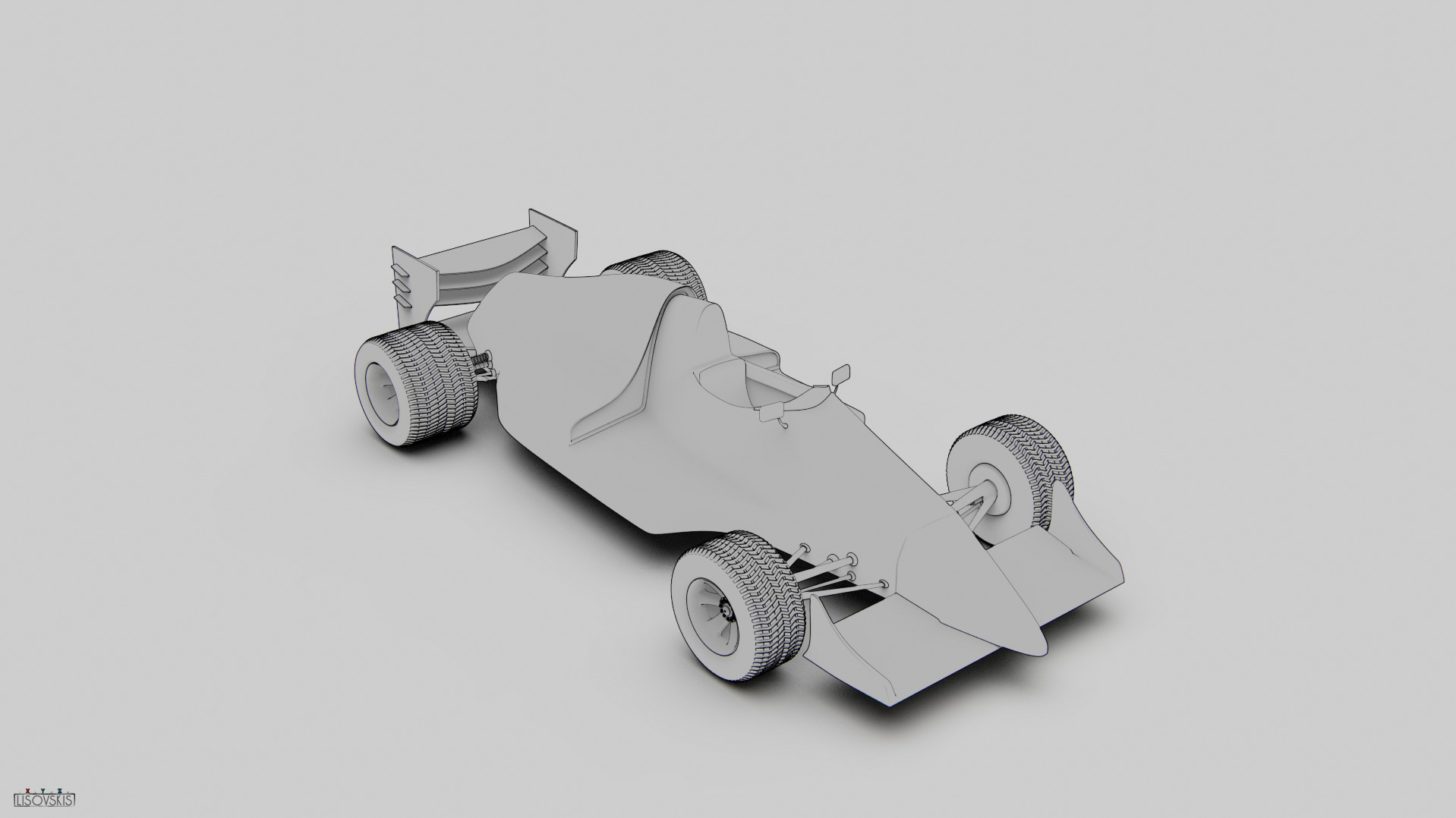 Retro Formula Car Low-poly 3D model_5