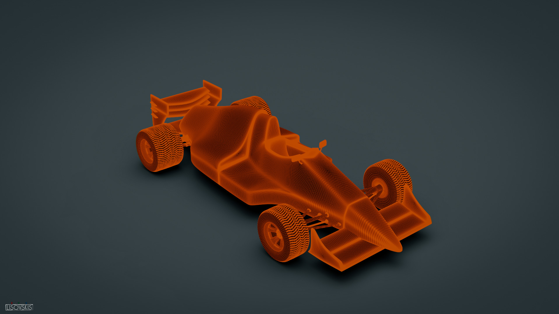 Retro Formula Car Low-poly 3D model_4